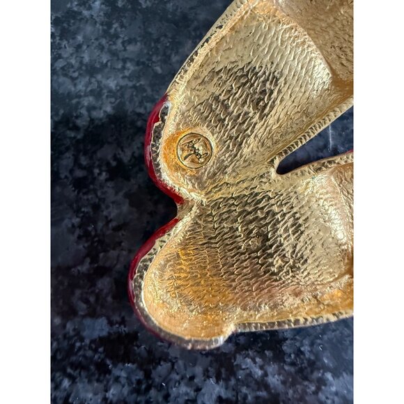 Red Rhinestone “Ruby Slippers” Brooch Pin Gold-Tone Back Decorative Dorothy Oz - Picture 8 of 9